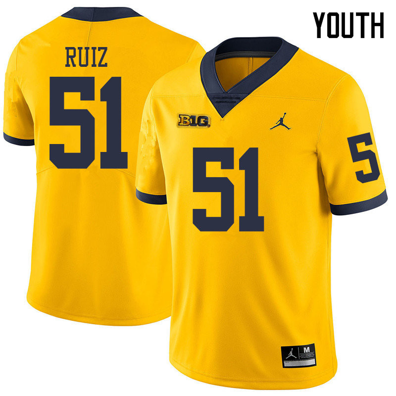 Jordan Brand Youth #51 Cesar Ruiz Michigan Wolverines College Football Jerseys Sale-Yellow